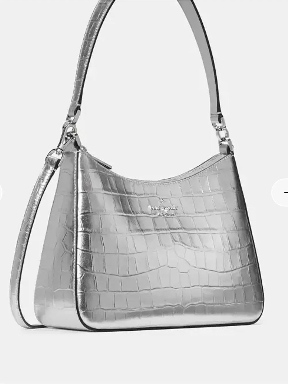 Kate Spade Silver Croc-Embossed Shoulder Bag / Crossbody Bag (Margot)